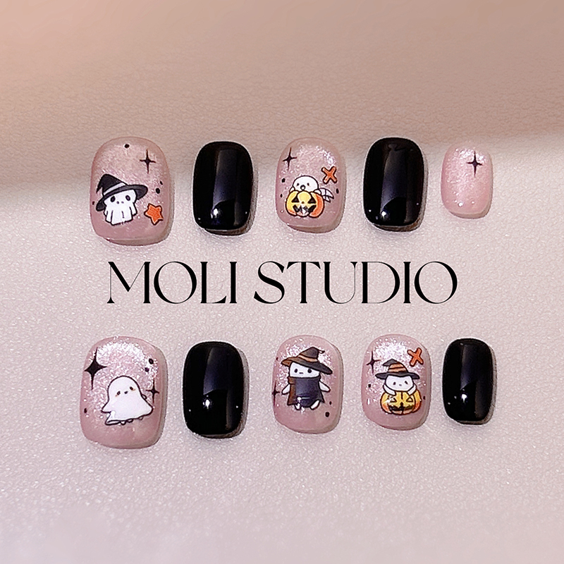 Molinail Halloween Pumpkin Nail Art Autumn/Winter New Cat Eye Cute Short Nail Art with a High-End Feel Molinail Halloween Pumpkin Nail Art Autumn/Winter New Cat Eye Cute Short Nail Art with a High-End Feel