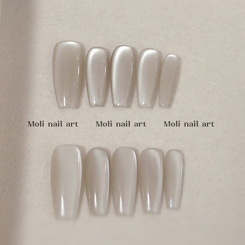 Mo1Inai1 Starlight Mirror 2024 New Wearable Nails Cat Eye Light Luxury Whitening Minimalist Nail Art Finished Nail Tips