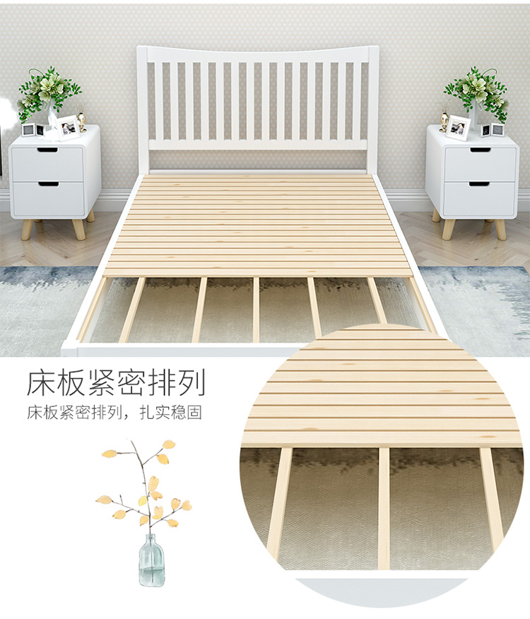 Giường gỗ Bắc Âu Giường đơn giường đôi thông 1,2 m 1,8 sơn trắng giao trên lầu Giường công chúa 1,5 - Giường mẫu giường gỗ