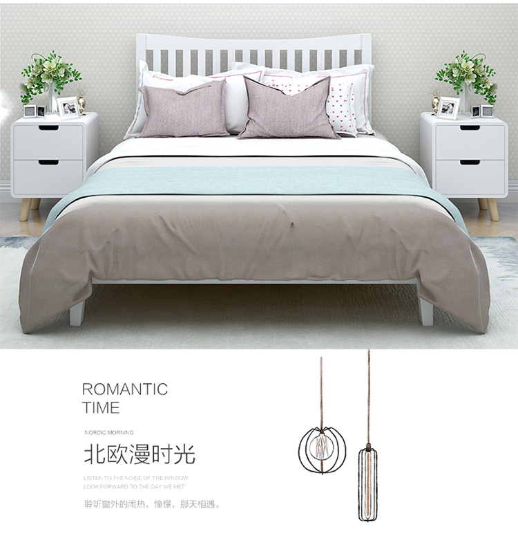 Giường gỗ Bắc Âu Giường đơn giường đôi thông 1,2 m 1,8 sơn trắng giao trên lầu Giường công chúa 1,5 - Giường mẫu giường gỗ