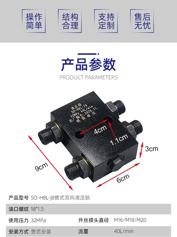 Xi lanh hai chiều khóa thủy lực van kiểm tra áp suất xi lanh van an toàn xi lanh khóa chân cẩu van cân bằng van duy trì áp suất van thủy lực gạt tay các van thủy lực