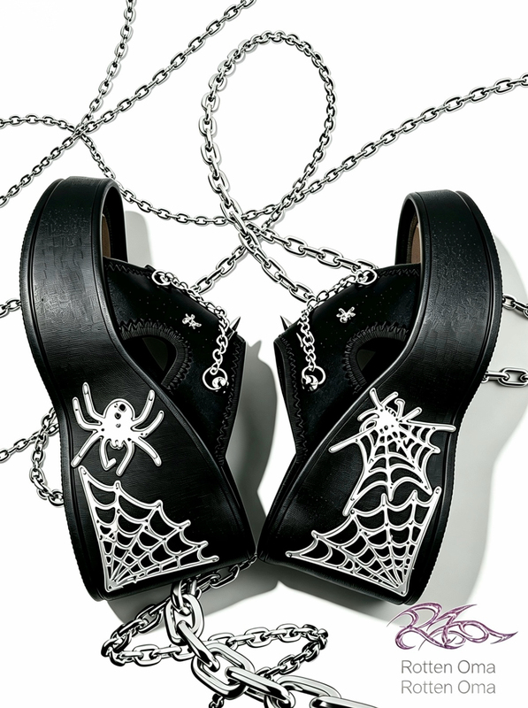 Rottenomapunkgothic Spider Dark Chain Platform Slippers Rottenomapunkgothic Spider Dark Chain Platform Slippers