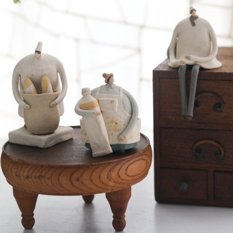 国内现货日本作家木村悠希有故事的小人陶制人偶摆件