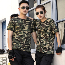 Short-sleeved camouflage suit mens summer cotton T-shirt student military training uniforms black underpants cotton camouflage pants women