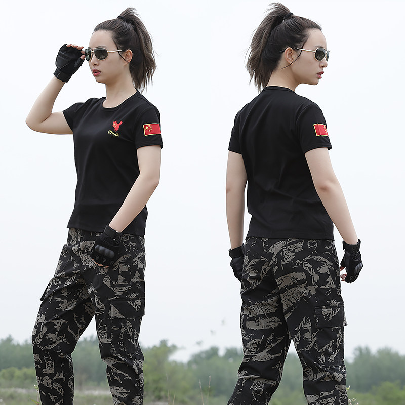 Summer Camouflak Pants Pure Cotton China T-Shirt Tactical Suit Men's Army Fan Training Physical Fitness Clothes Working Pants Women