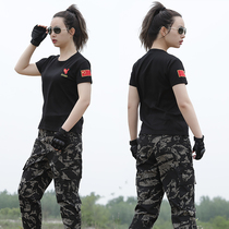 Summer camouflage pants cotton Chinese T-shirt tactical suit men training physical fitness clothes work pants women