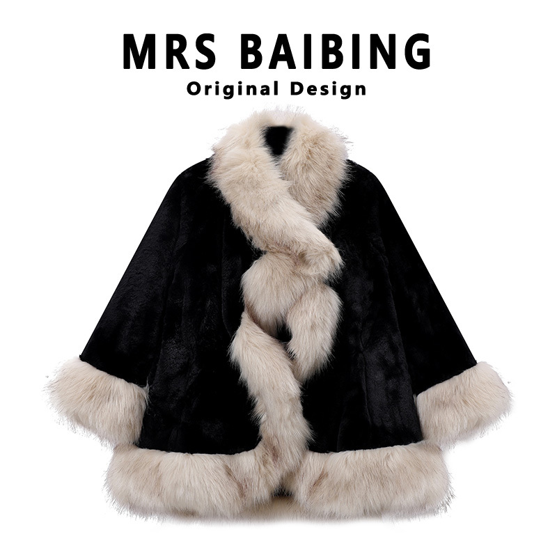 White Faux Fur Coat for Women, Winter 2025 New Style, Imitation Fox Fur, Thickened Rabbit Fur Coat, Loose Cape Shawl White Faux Fur Coat for Women, Winter 2025 New Style, Imitation Fox Fur, Thickened Rabbit Fur Coat, Loose Cape Shawl