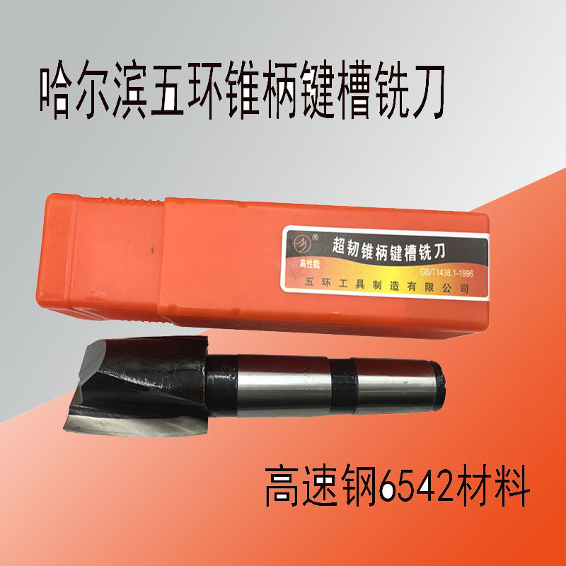 Harbin five-ring taper shank keyway milling cutter 12mm14m16m18m20m25m28m34 two-edged high-speed mesh cutter