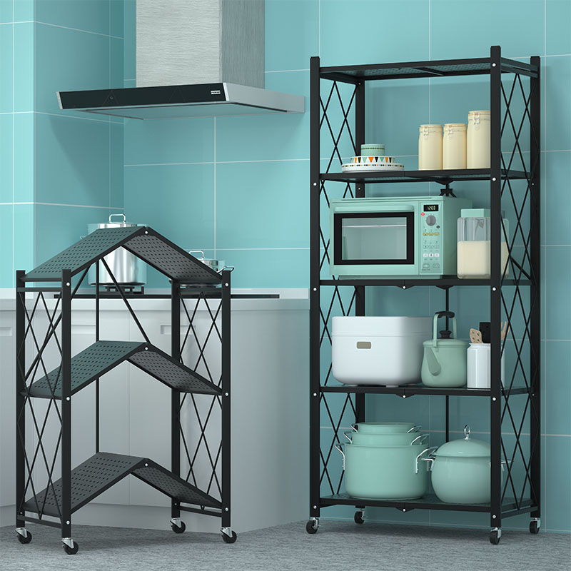 Installation-free folding kitchen supplies rack floor-to-ceiling multi-layer oven put pot rack microwave oven storage storage rack