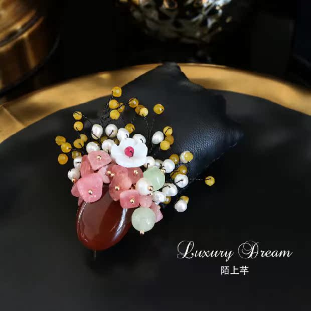 Áo khoác đá tự nhiên trâm cài pin trâm cao cấp phụ nữ thời trang tính khí pin phụ kiện quần áo phụ kiện áo vest