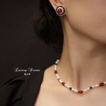 Necklaid female high design with flagrobe female climaci kkkull chain female celebrity freshwater pearl neck chain retro