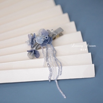 Blue Filar Web Flower Hair Clamp Summer Short Crystal Flow Superior Clothes Superior Sensor Card Side Liu Hai Headline