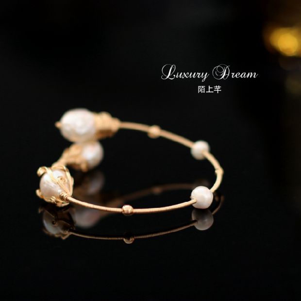 Vòng tay thiết kế thích hợp Mở đơn giản đi lại cá tính Vòng tay ngọc trai tự nhiên Phụ kiện trang sức - Vòng đeo tay Cuff vòng pandora