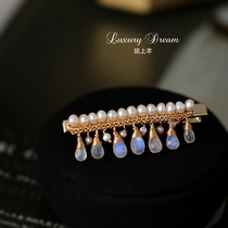 Strange on the natural Moonstone water drop fairy Super fairy headdress Pearl hairclip clip retro side clip