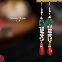 Ancient air earrings with flagrobe fashion earrings temperament ear crashes personality high - sensory ear accessories string bead ear nails