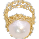 Rêu 芊 Thiết kế ngọc trai nước ngọt tự nhiên hình nhẫn lớn Ngọc trai Nhẫn Baroque Trang sức khí quyển nhẫn bạc Nhẫn