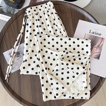 ໂສ້ງຂາກວ້າງ polka-dot ສໍາລັບແມ່ຍິງໃນຊ່ວງລຶະເບິ່ງຮ້ອນ, ກາງເກງຂາຍາວແອວສູງ 8 ຈຸດສໍາລັບຄົນຂະຫນາດນ້ອຍ, ກາງເກງເກົ້າຈຸດຊື່