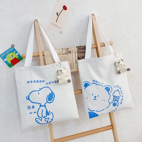 Шоппер, вместительная и большая мультяшная сумка на одно плечо на одно плечо, в корейском стиле