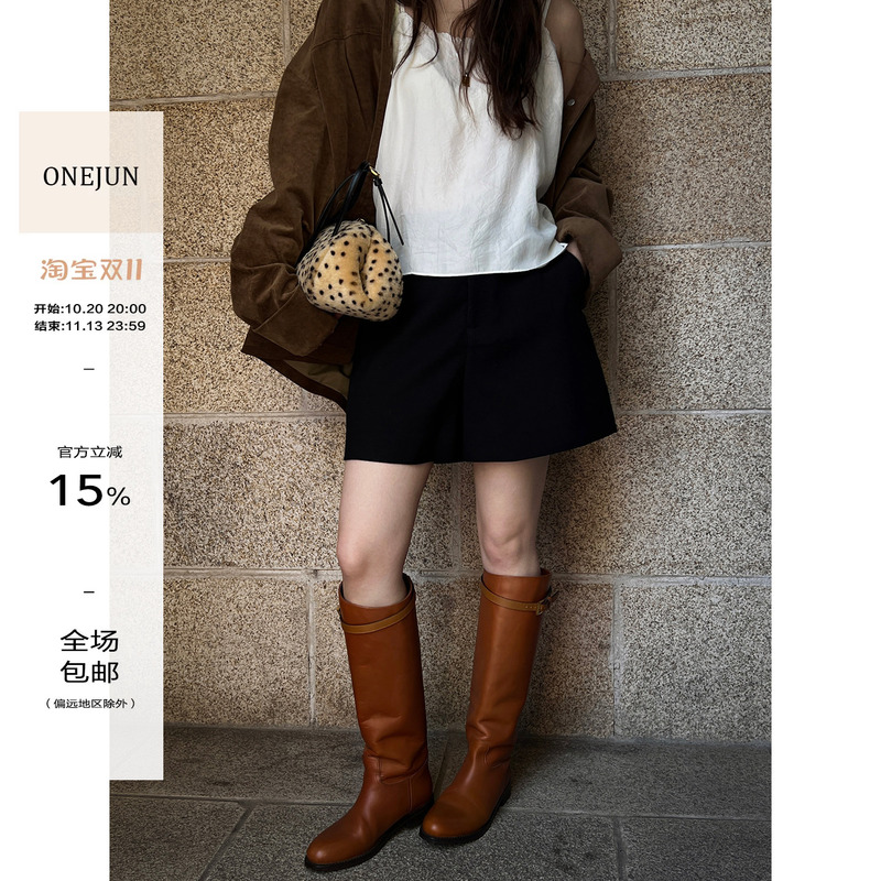 【Dingdang Onejun】Korean-Style Basic Casual Pants for Women, Autumn and Winter High-Waisted Slimming Hot Pants, Versatile Short Pants