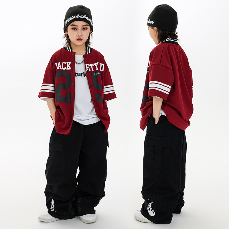 Children's Hip-Hop Clothing, Trendy, Cool, Retro, American Sports Style, Loose Performance Clothing, Children's Hip-Hop Stage Clothing, Performance Clothing