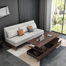 Solid wood sofa bed Dual-purpose foldable push-pull single double small family type living room balcony Multi-functional lift tea table
