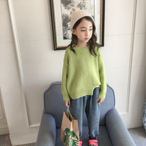 Girls Sweater 2019 New China Childrens Autumn Clothes Korean version of foreign style loose pullover sweater sweater childrens sweater tide