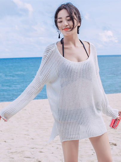 Women's swimsuit three-piece cover-up, split, conservative, small breasts gathered to cover belly, slimming, sexy hot spring bikini swimsuit