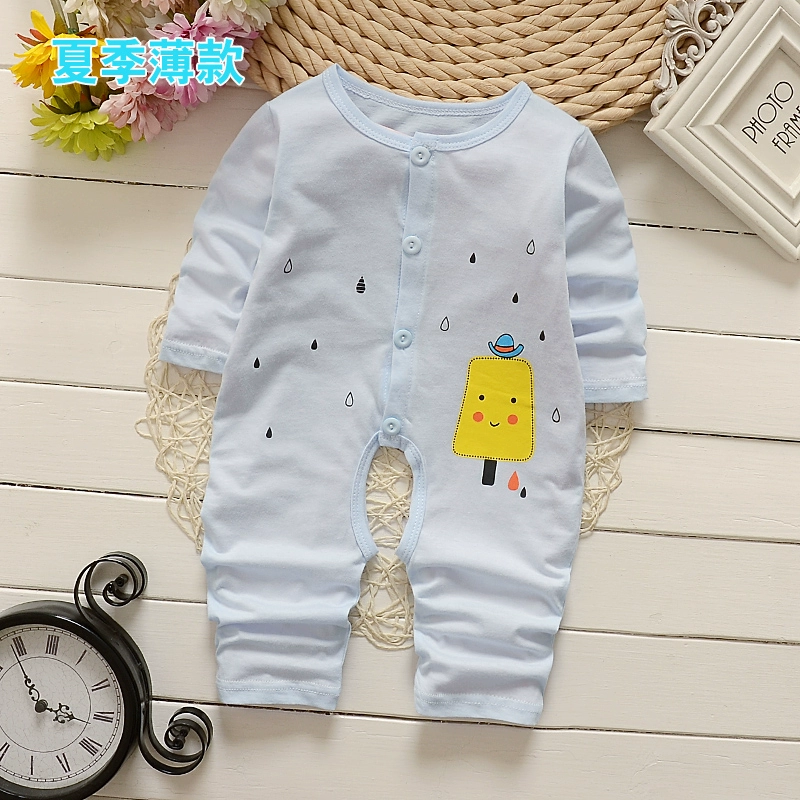 2 cái 30 nhân dân tệ mùa hè bé onesies cotton phần mỏng dài tay áo quần áo bé điều hòa không khí phù hợp với