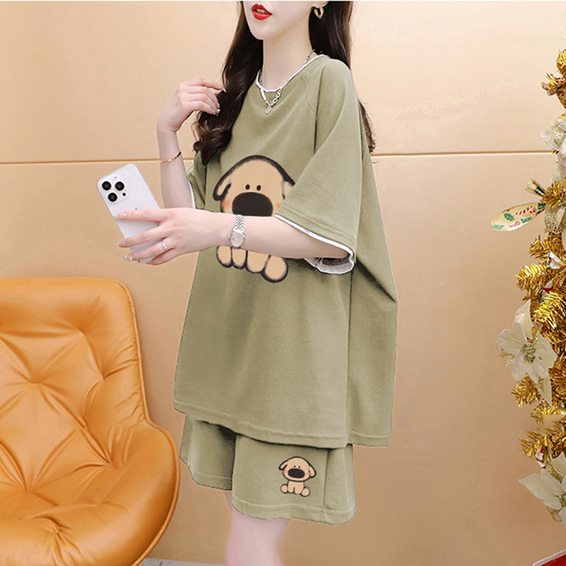 Breastfeeding Suit Summer Short-Sleeved Top 2026 Hot Mom Style Postpartum Loose Sports Two-Piece Outing Breastfeeding T-Shirt for Women