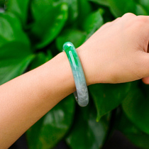Universal Emerald Ice Glutinous Variety Yang Green Emerald Bracelet U Chicken Jade Bracelet Retro Teenage Girl Bracelet Mother Bracelet Fine Bar A
