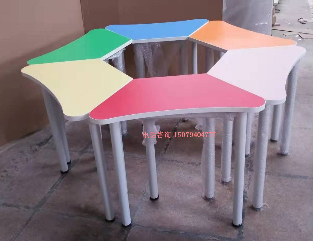 School class table and chairs Primary school Students Training tutoring Fine Arts Table Hexagon Ladder Painting Room Arrangement Decoration Reading Composition Table