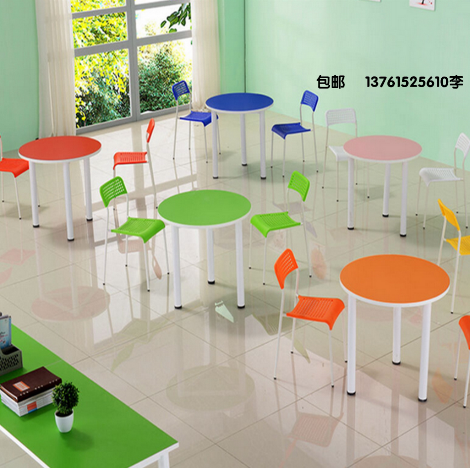 Special Price Primary School Students Class Table And Chairs School Tutoring Training Course Desks Multi-Person Round Table Color Fine Arts Desk-Taobao