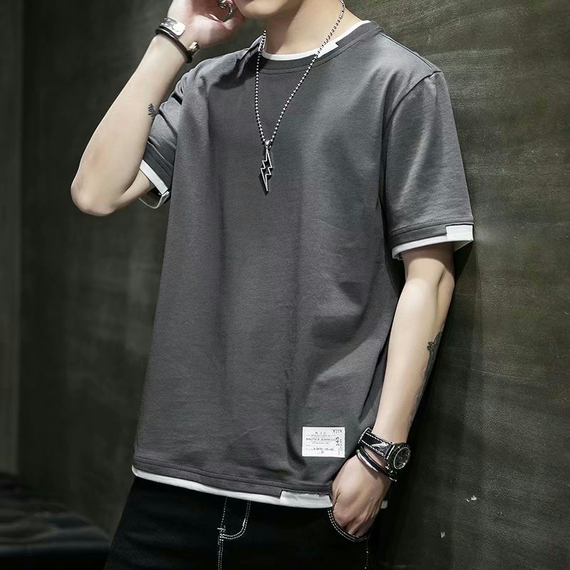 Men's T-Shirt Gray 1688 Alibaba Wholesale Direct from Manufacturer Cheap Supply Summer 9.9 Short-Sleeve T-Shirt