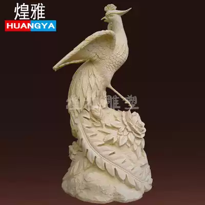 Chinese style artificial sandstone round sculpture Phoenix sculpture ornaments outdoor garden landscape circular carving relief