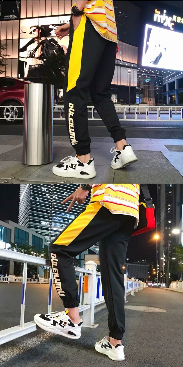 Mùa xuân và mùa thu quần thể thao nam bắp chân quần hip hop quần giản dị quần harem quần chân quần quần co quần giữ nhiệt nam