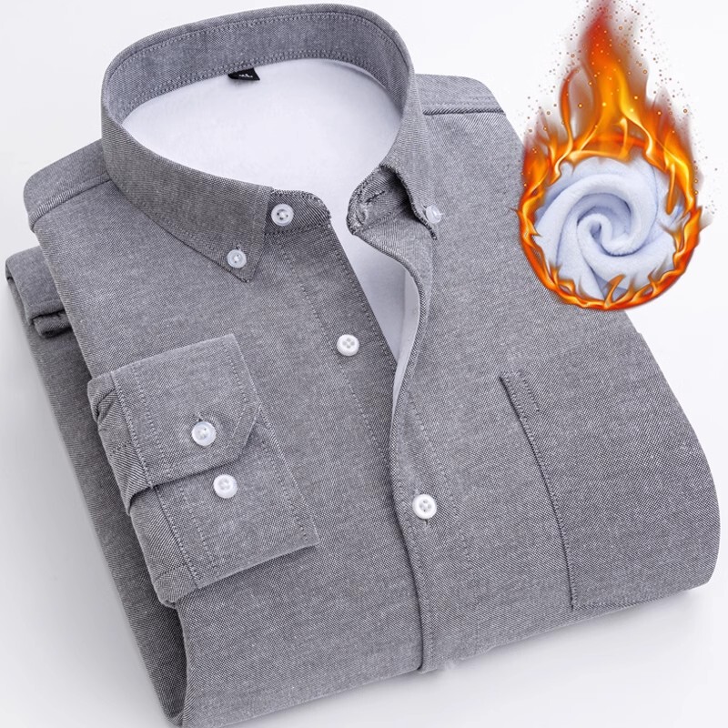 Clearance Sale~ Men's Fleece-Lined Thick Warm Oxford Shirt, Long-Sleeved, Loose Fit, Solid Color, Plus Size Work Shirt Clearance Sale~ Men's Fleece-Lined Thick Warm Oxford Shirt, Long-Sleeved, Loose Fit, Solid Color, Plus Size Work Shirt