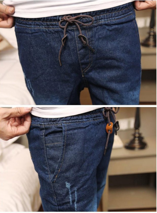Mùa thu và mùa đông quần jeans nam co giãn và nhung chân xu hướng bó sát chân co chân quần quần quần dài nam