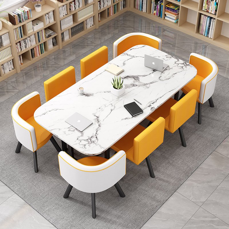 Simple Modern Negotiation Reception Table and Chair Combination Rectangular Office Meeting Training Table Small Apartment Home Dining Table