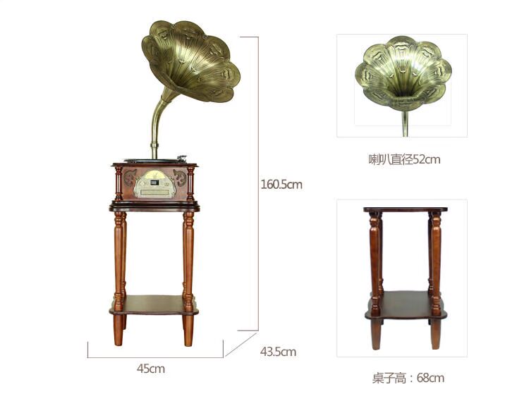 Máy ghi âm Tangdian cổ lớn sừng cổ vinyl ghi đĩa CD đài phát thanh retro đa chức năng - Máy hát 	giá máy nghe nhạc đĩa than	