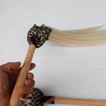 True horsetail whisk Buddha dust fly fling Tai Chi whisk dust whisk peach wood pole short whisk