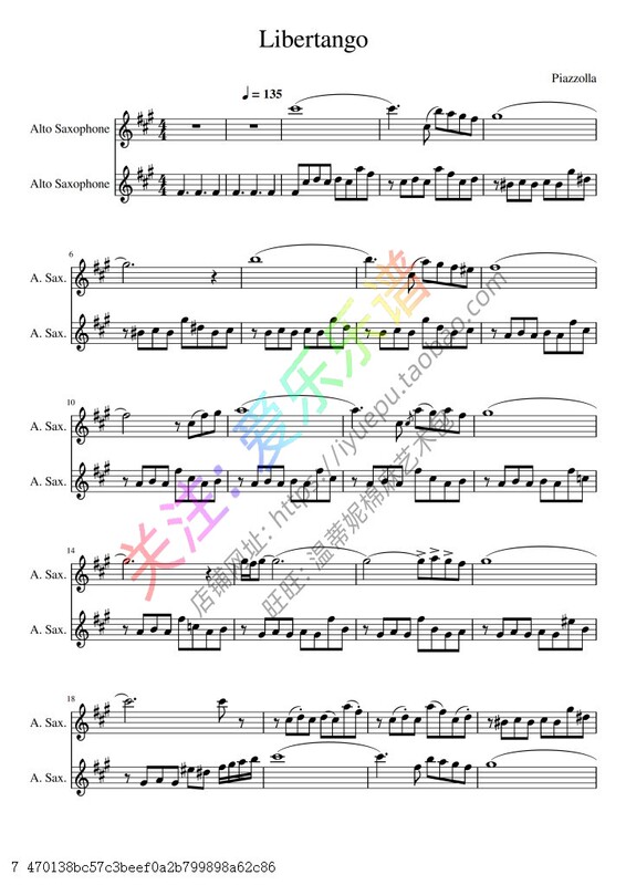 Piazzolla - Libertango 2 Alto Saxophone Duo Score and Part Demonstration