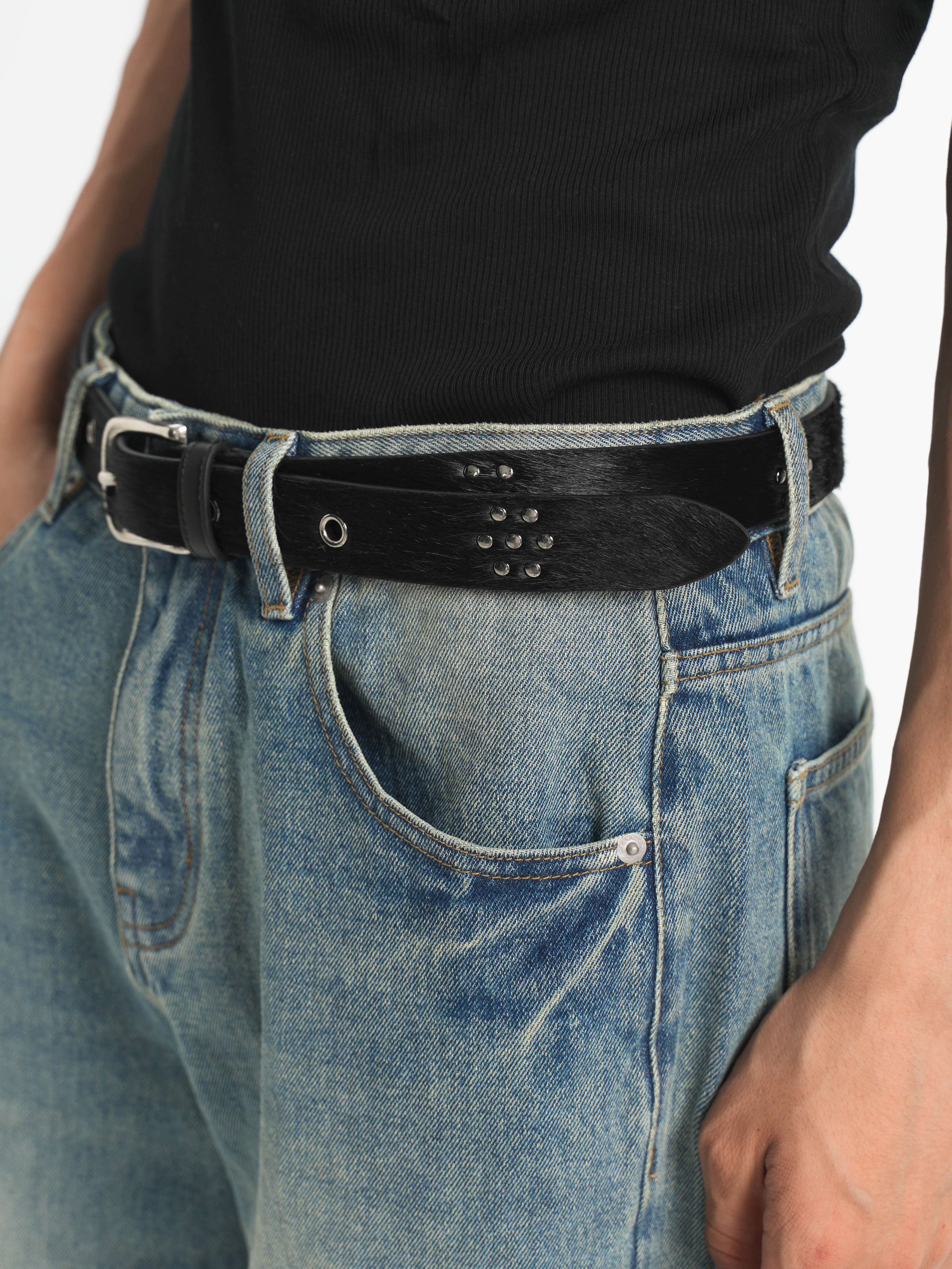 PURESQUARE Studded Leather Belt