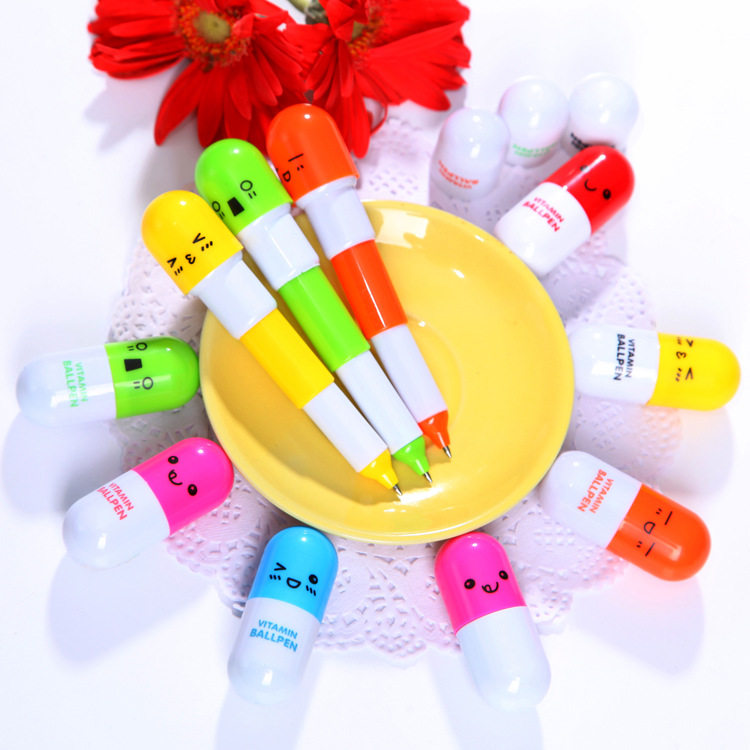 New Year's Day Idea cute event expression pill Ball pen Capsule Telescopic Gift Pen Elementary School Student Prize Gift-giving
