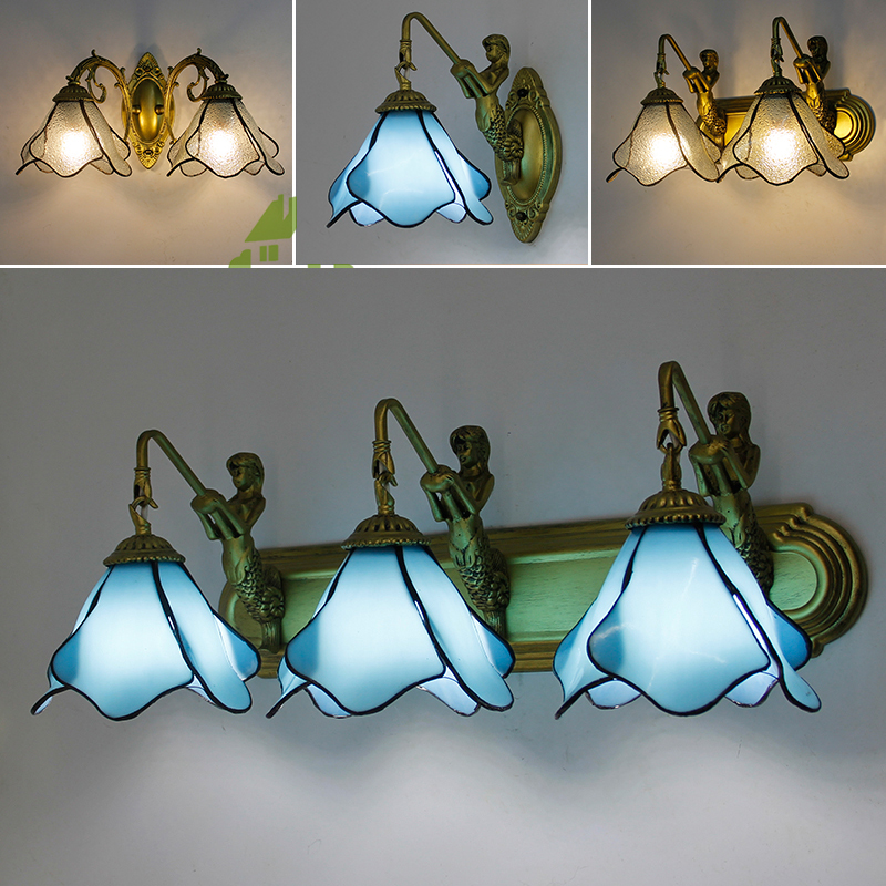 American mirror headlight Retro creative bathroom mirror wall lamp European modern simple powder room led mirror cabinet light wall