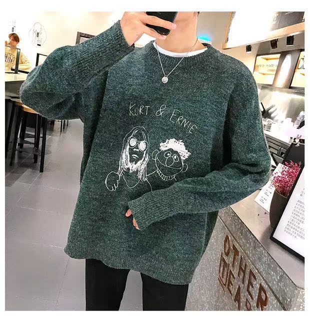 Áo len lửng nam phiên bản Hàn Quốc của xu hướng áo sơ mi Hồng Kông sang trọng đầu thu áo len lười áo len lỏng lẻo áo blazer nam