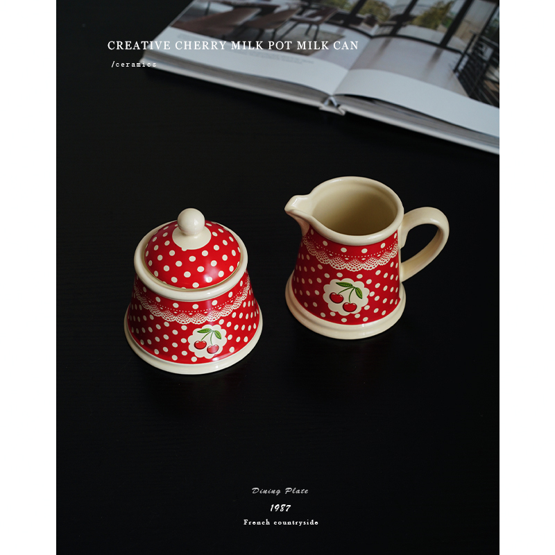 Export European-Style Creative Red Cherry Underglaze Milk Pot, Milk Jug, Ceramic Afternoon Tea Coffee Sugar Jar, Latte Art Milk Pitcher Export European-Style Creative Red Cherry Underglaze Milk Pot, Milk Jug, Ceramic Afternoon Tea Coffee Sugar Jar, Latte Art Milk Pitcher
