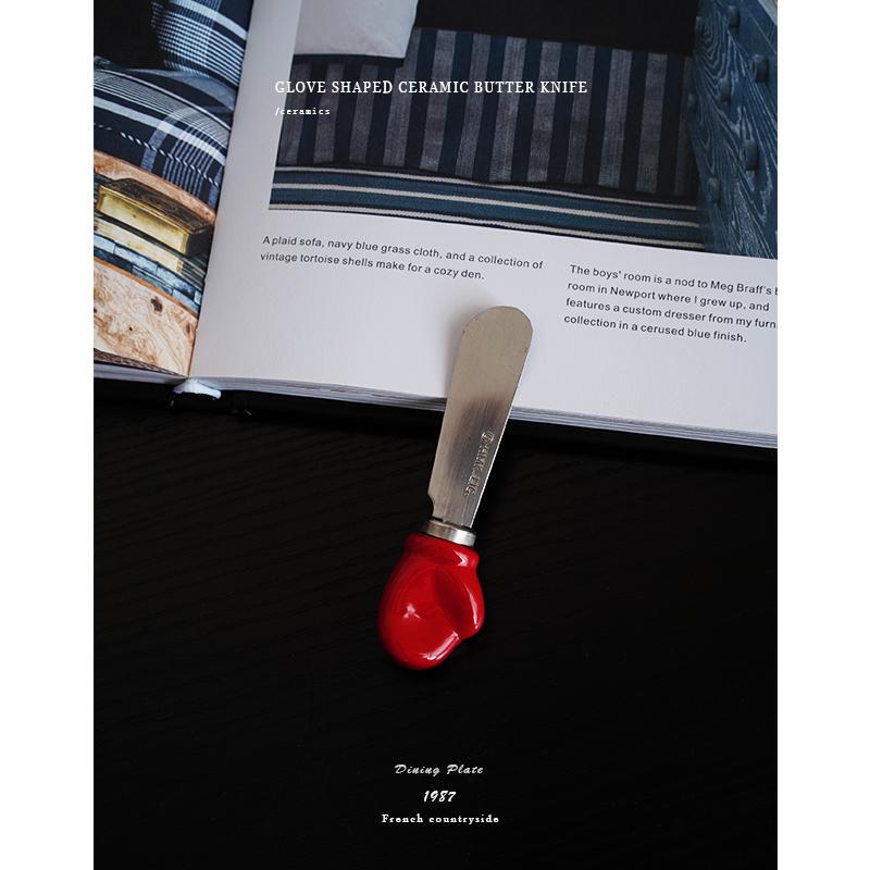 Export European-Style Christmas Ceramic Cute Red Christmas Glove Dessert Knife Butter Knife Afternoon Tea Snack Knife