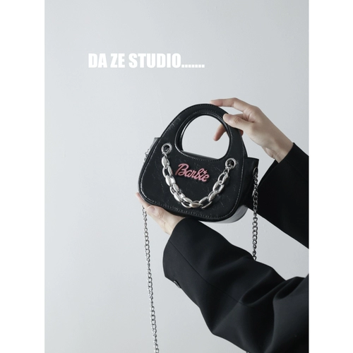 Сумка через плечо, демисезонная портативная черная цепь, премиум класс