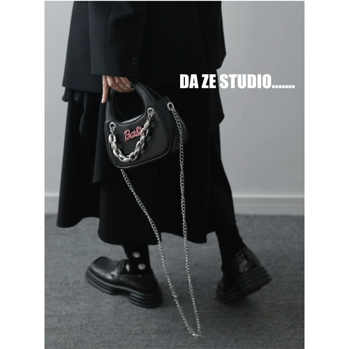 Сумка через плечо, демисезонная портативная черная цепь, премиум класс