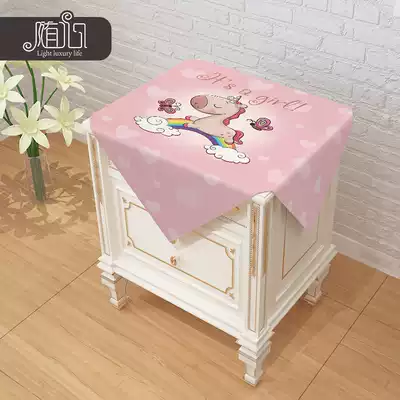 Cotton linen bedside table cloth dust cover cute cartoon new microwave oven cover fabric small tablecloth cover towel